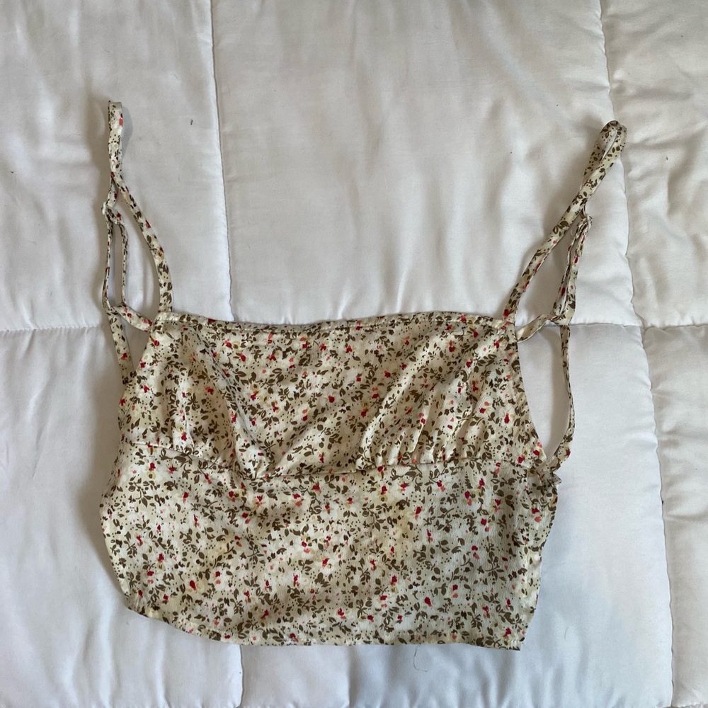 Size medium, spaghetti strap crop top, with little flowers
